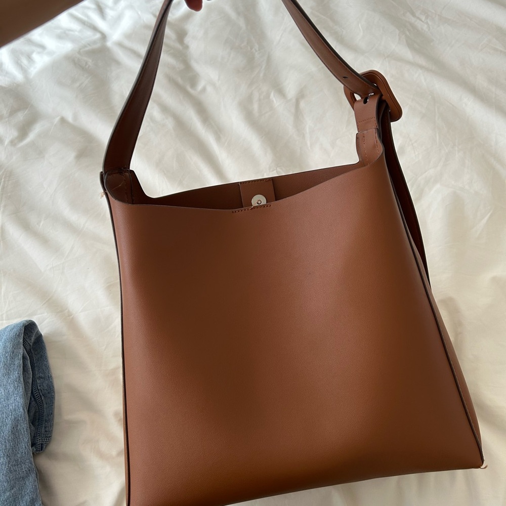 Mango Leather Shopper Tote